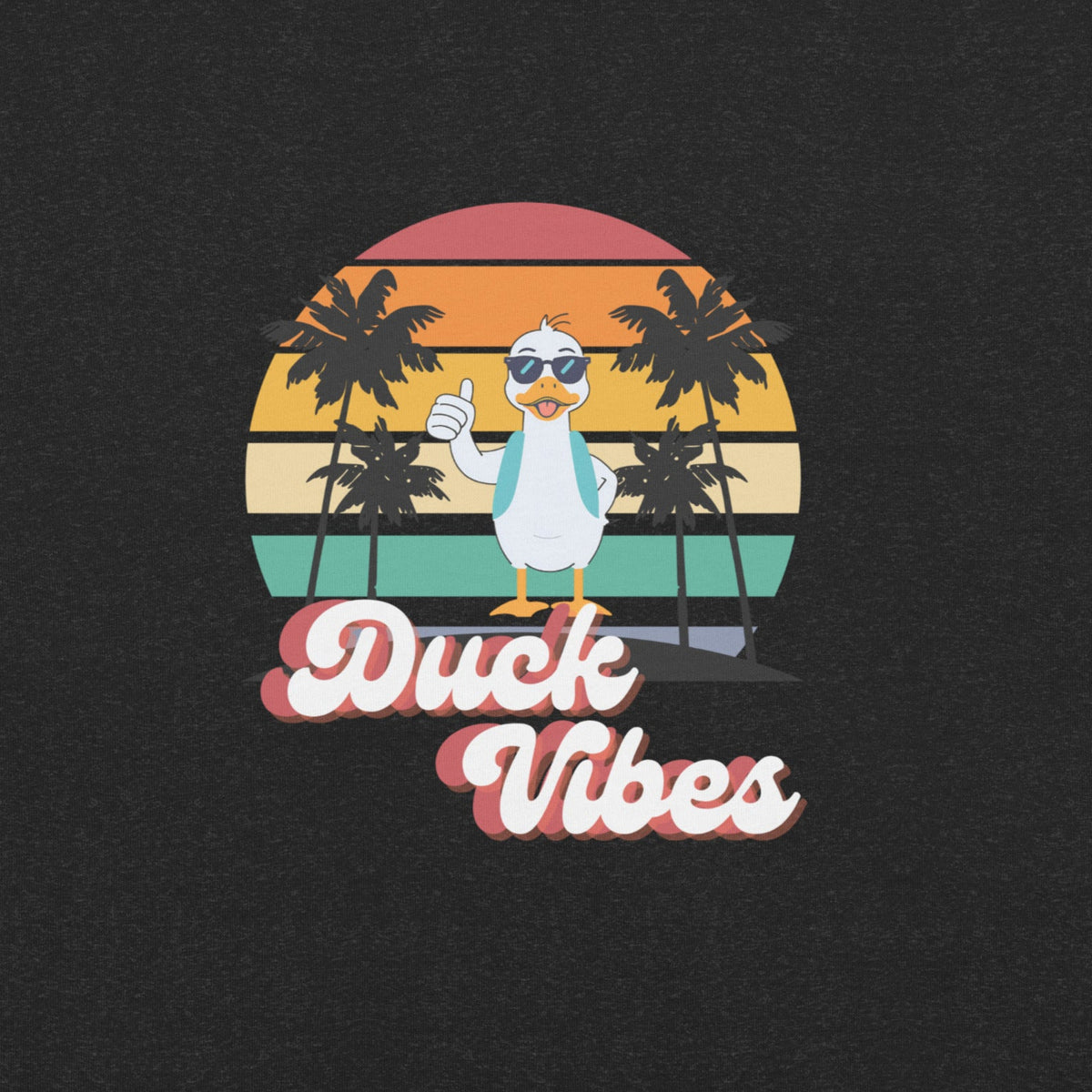Adult Unisex T-Shirt Duck Vibes Sunset Black Rubber Duck T-shirt