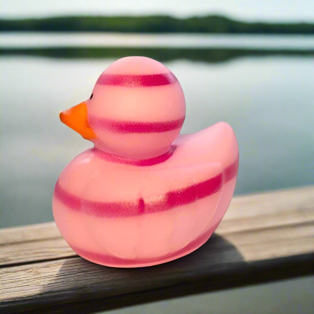 Striped Pink Rubber Duck