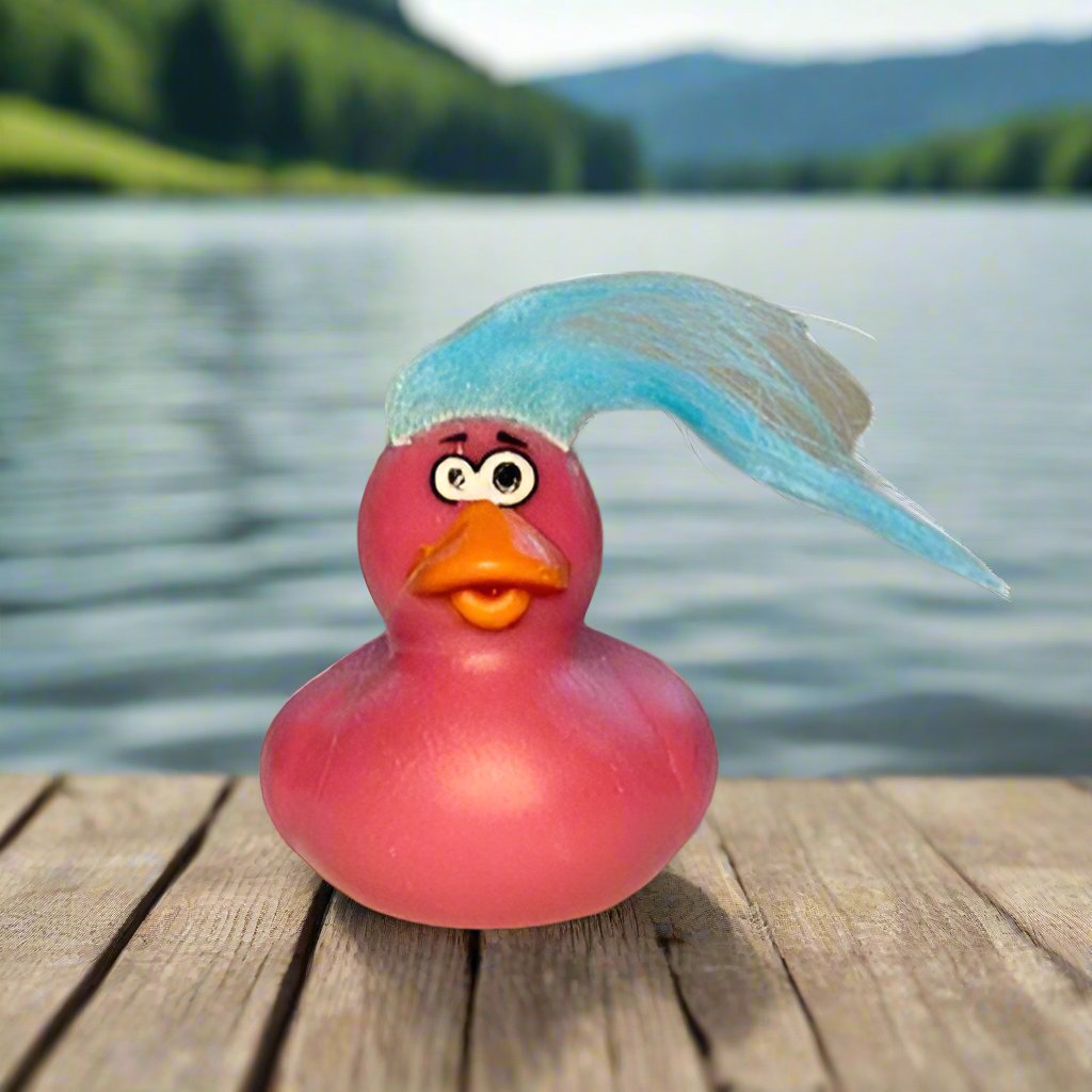 Crazy Eyed Comb Over Red Rubber Duck