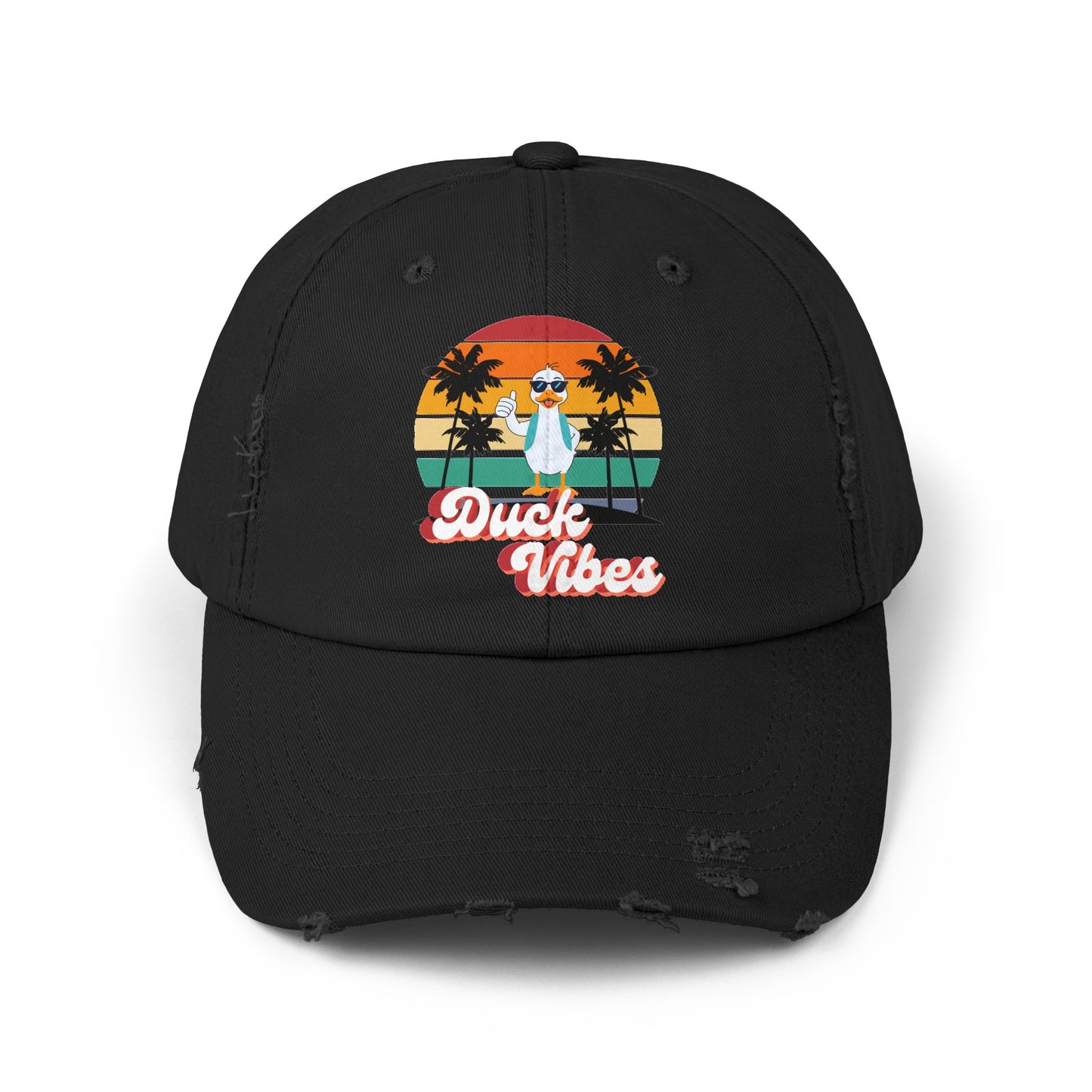 Unisex Duck Vibes Distressed Cap, Trucker Hat, Baseball hat, ball cap, gifts for her, gifts for him, Beach hat