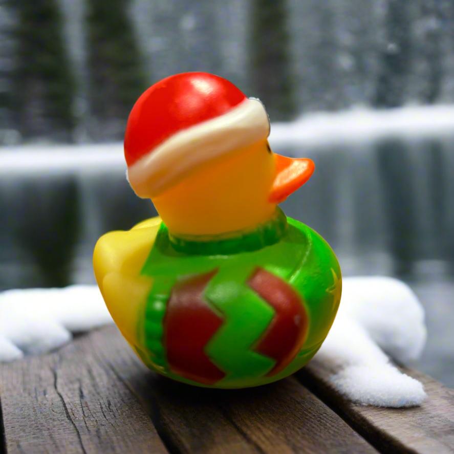 Ugly Christmas Sweater Green Rubber Duck