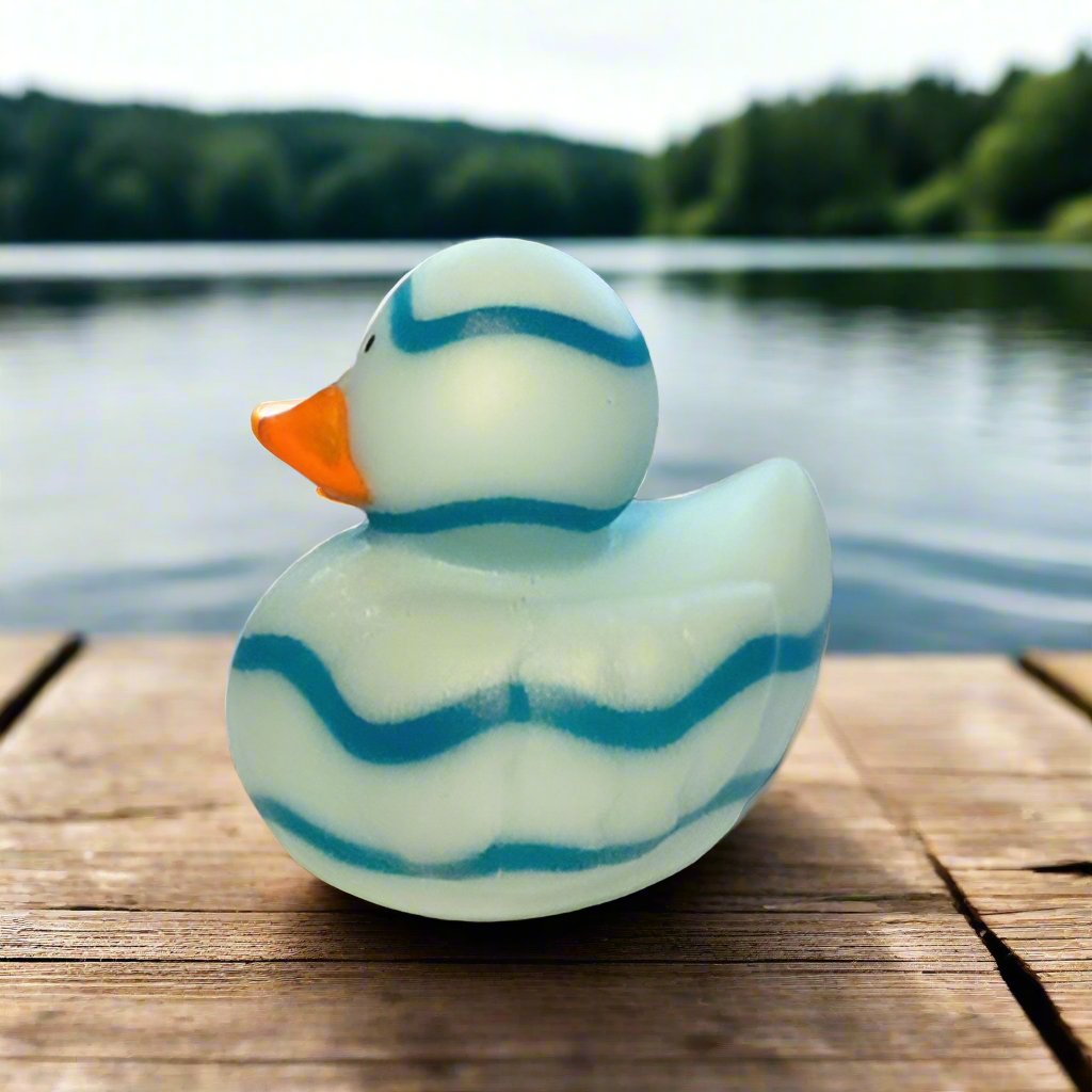 Striped Blue Rubber Duck