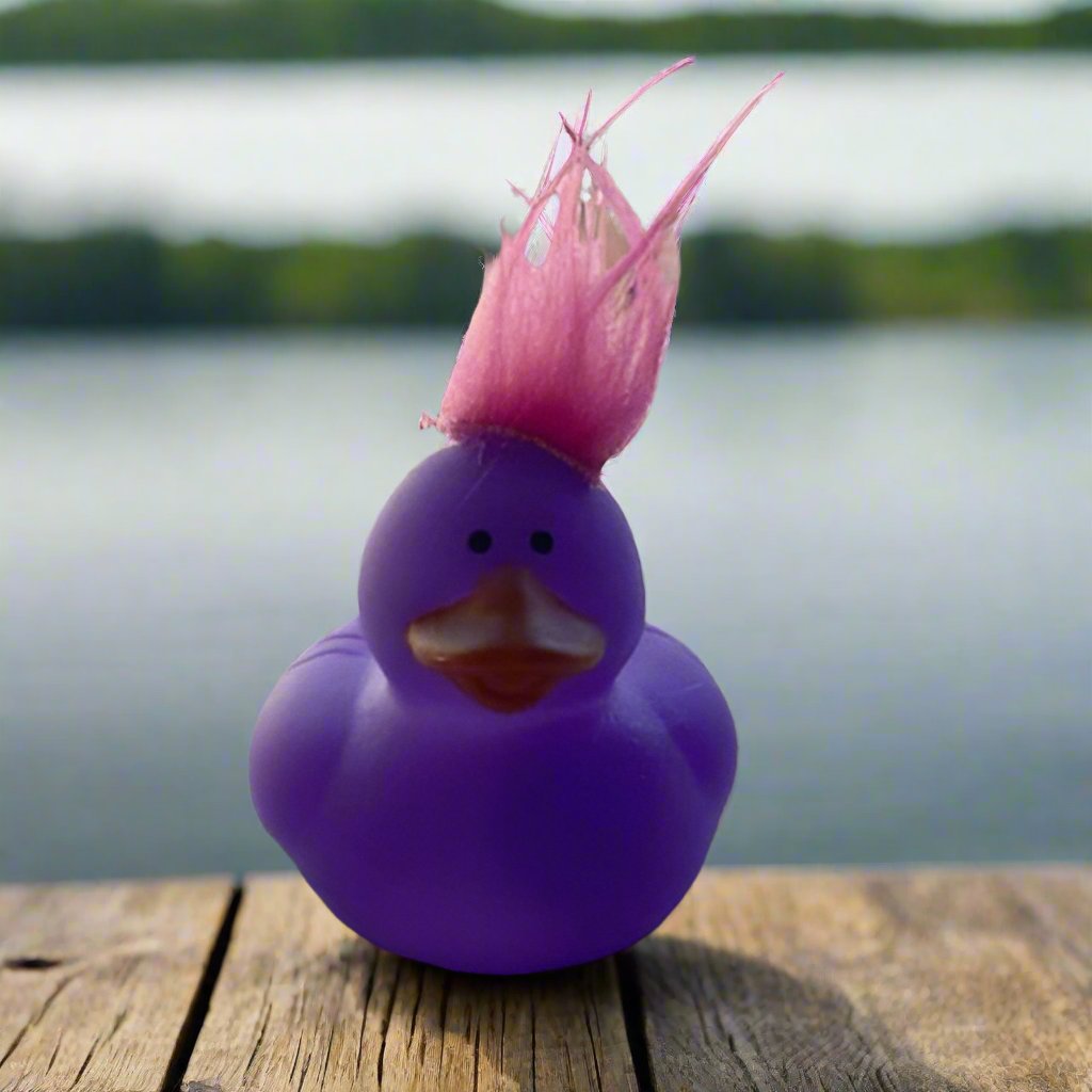 Troll Hair Purple Rubber Duck