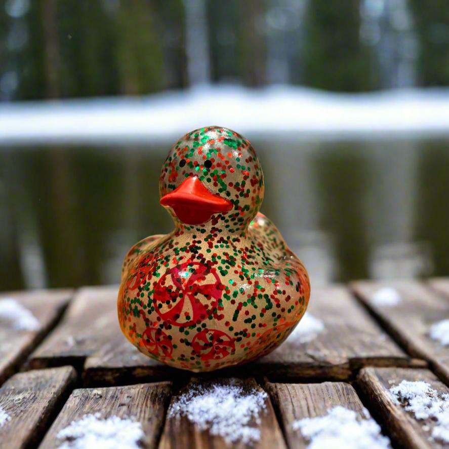 Christmas Peppermint Glitter Rubber Duck