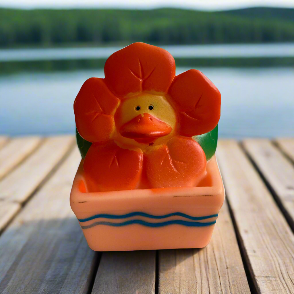 Flower Orange Pansy Rubber Duck