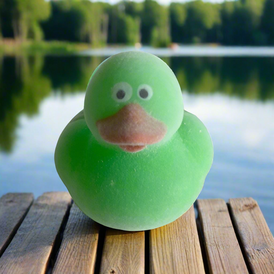 Fuzzy Wuzzy Green Rubber Duck