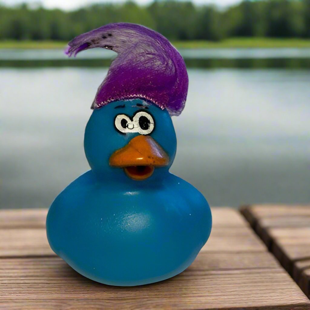 Crazy Eyed Comb Over Blue Rubber Duck