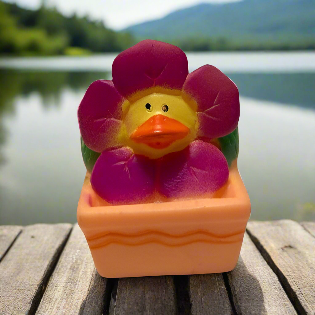 Flower Purple Pansy Rubber Duck