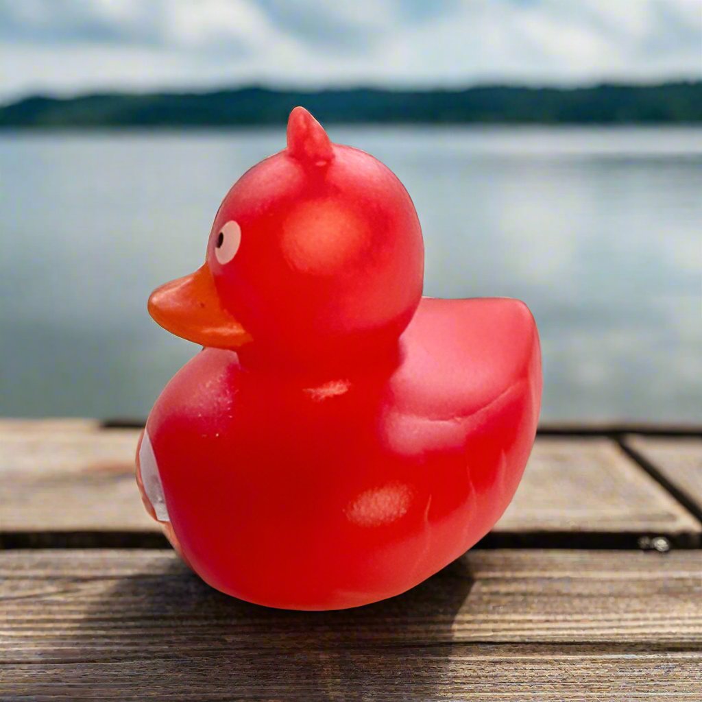 Crazy Eyed Red Rubber Duck