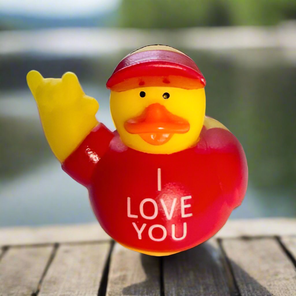 I Love You Sign Red Rubber Duck