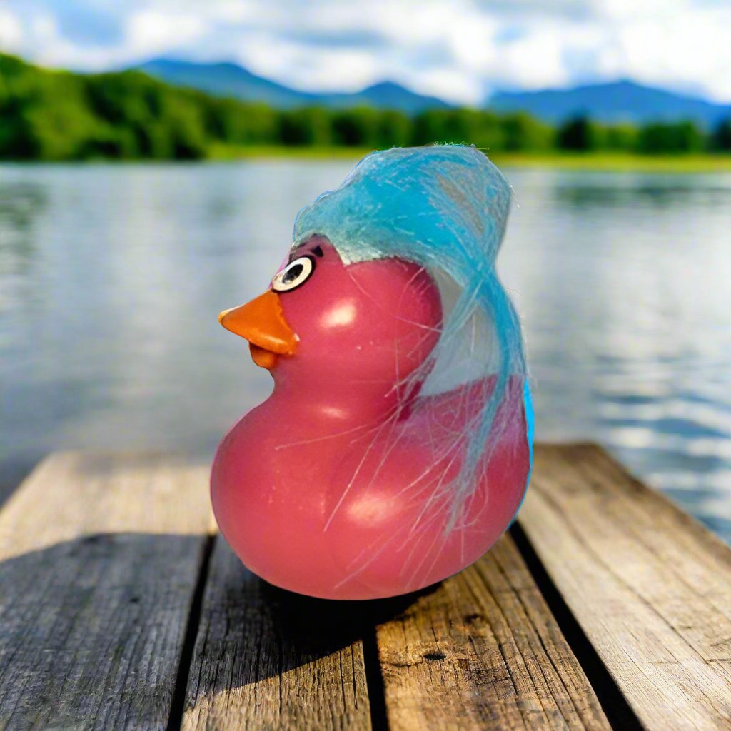 Crazy Eyed Comb Over Red Rubber Duck