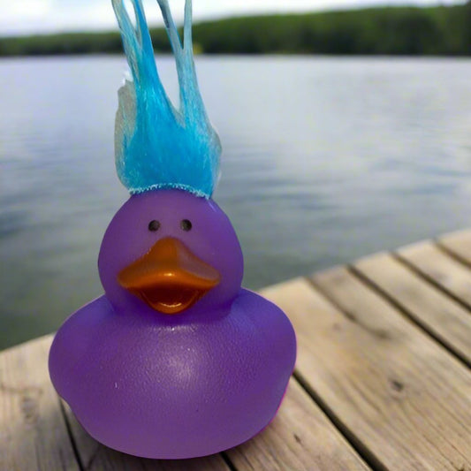 Troll Hair Purple Rubber Duck