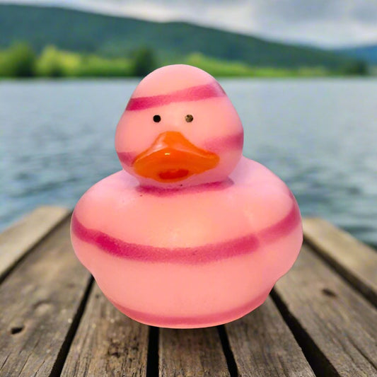 Striped Pink Rubber Duck