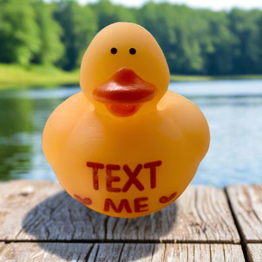 Conversation Heart Text Me Rubber Duck