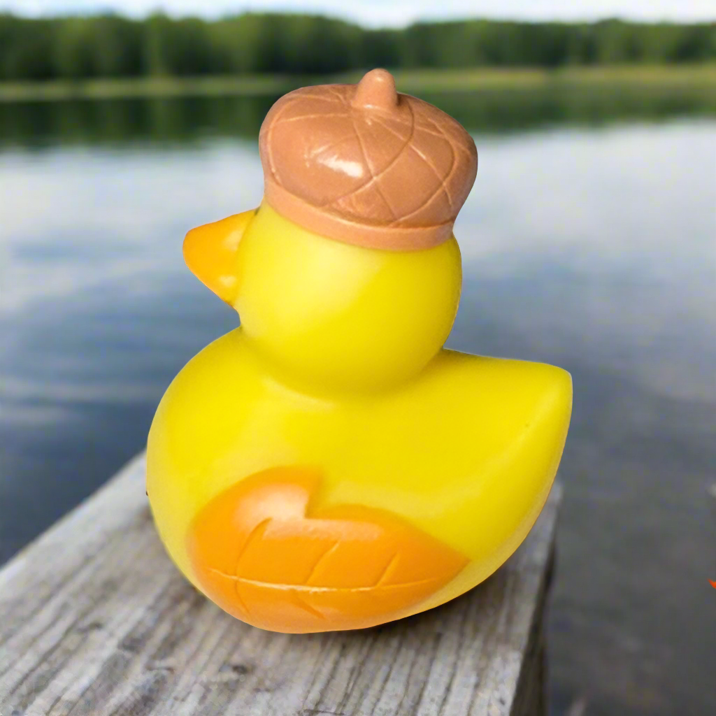 Fall Leaf Orange Rubber Duck