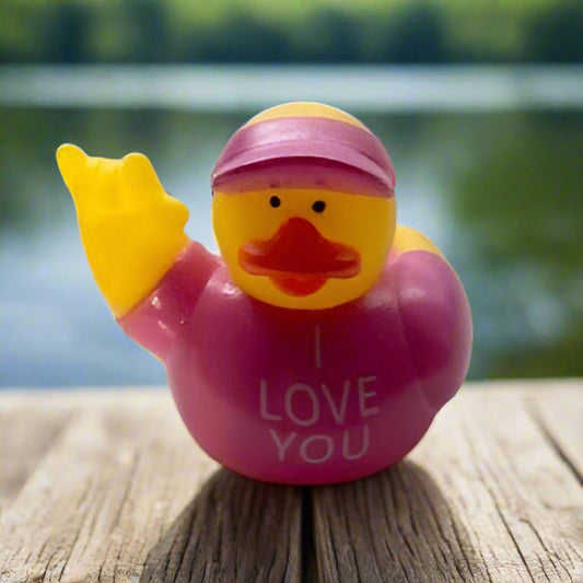 I Love You Sign Pink Rubber Duck