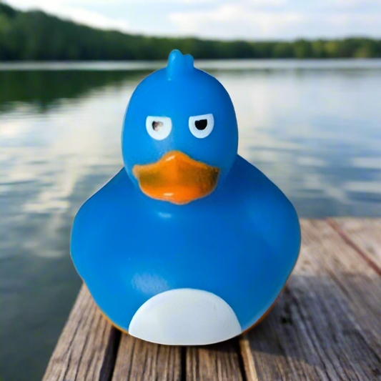 Crazy Eyed Blue Rubber Duck