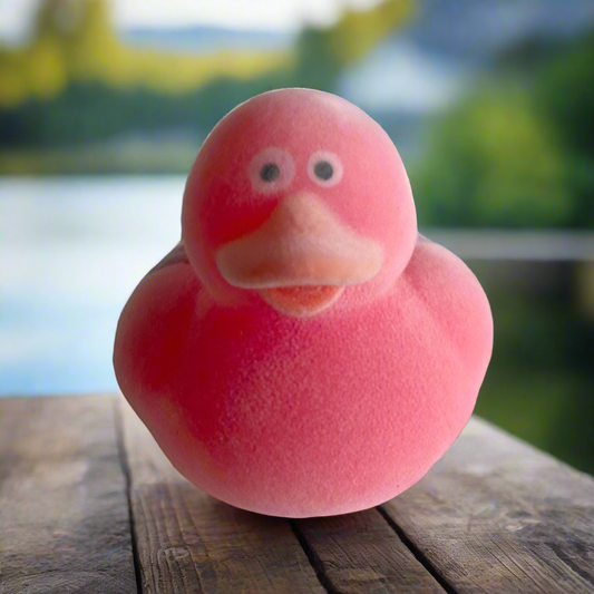 Fuzzy Wuzzy Red Rubber Duck