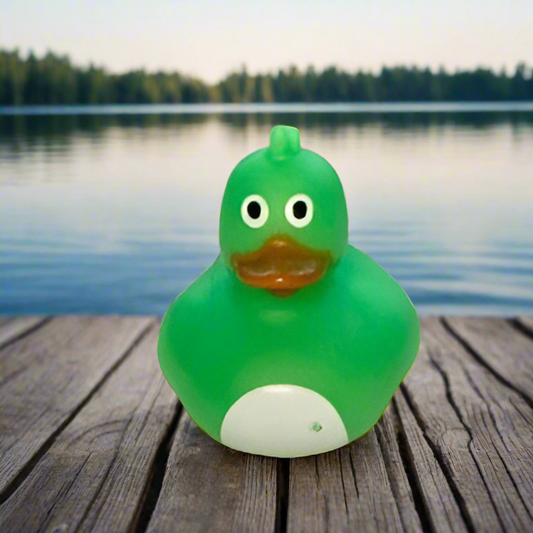 Crazy Eyed Green Rubber Duck