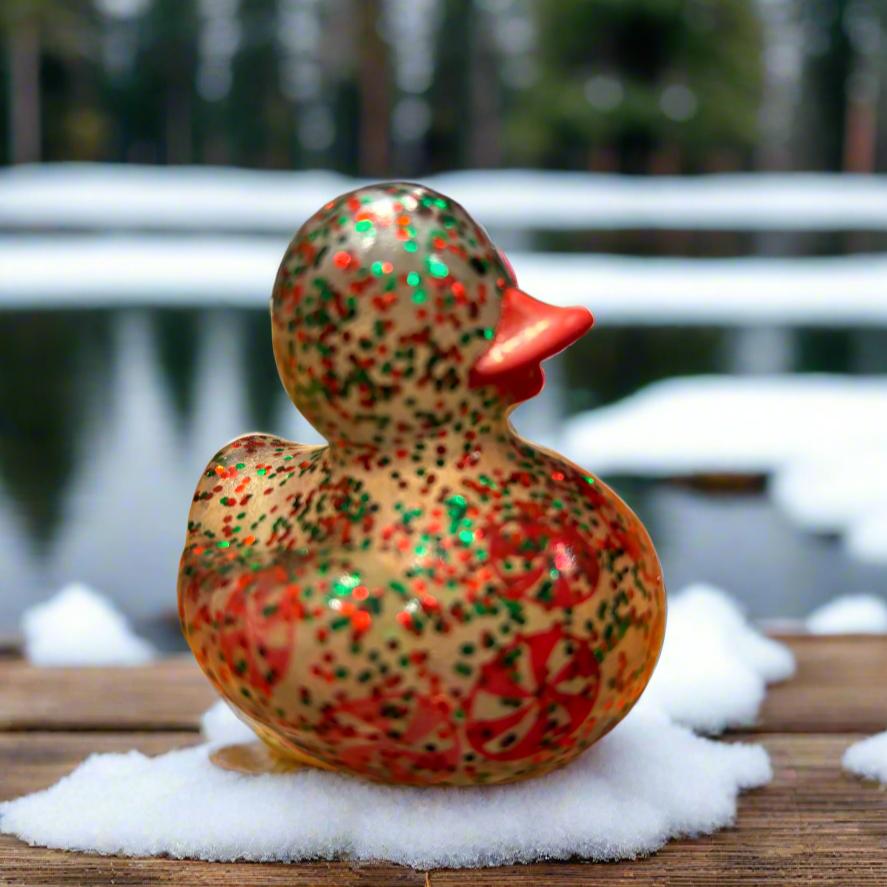 Christmas Peppermint Glitter Rubber Duck