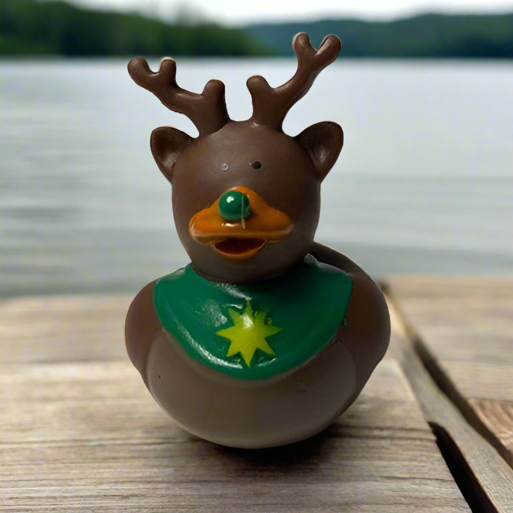 RARE Green-nosed Reindeer Rubber Duck