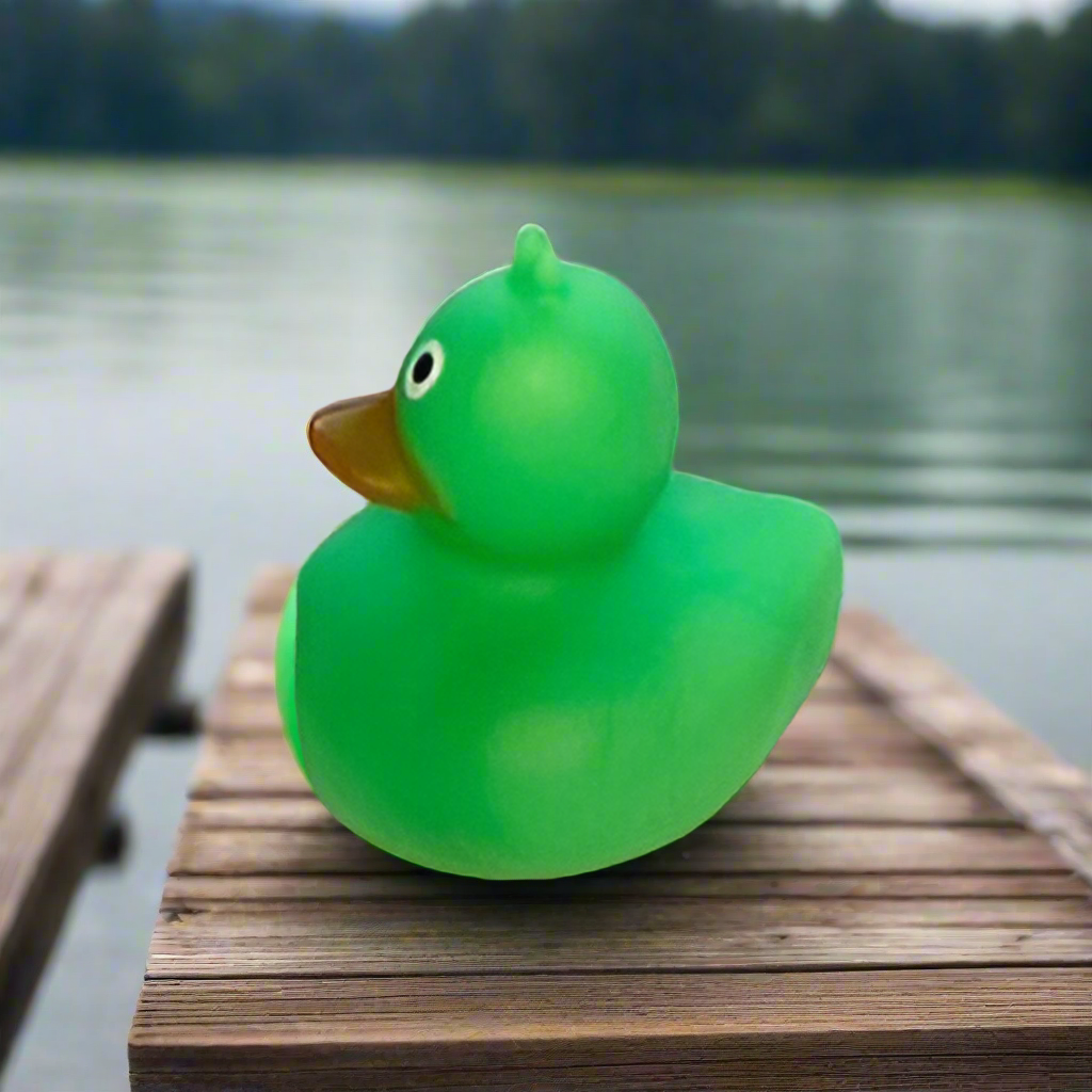 Crazy Eyed Green Rubber Duck