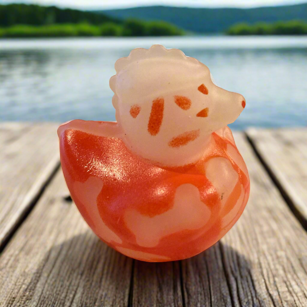 Glow Orange Dinosaur Rubber Duck