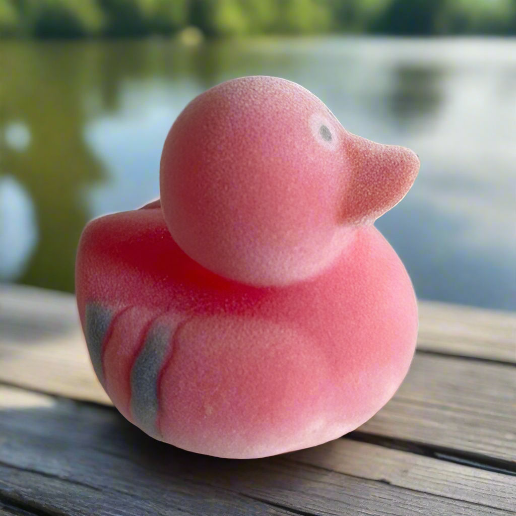 Fuzzy Wuzzy Red Rubber Duck