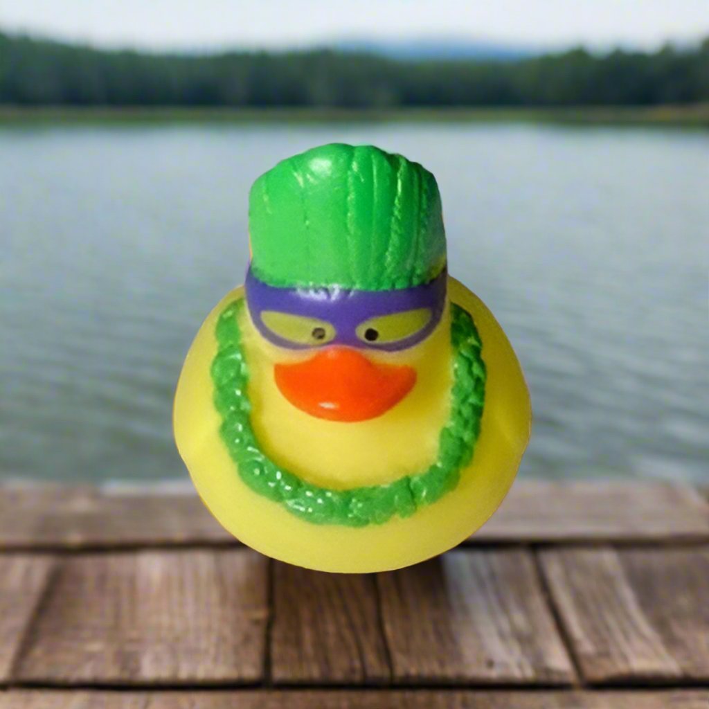 Mardi Gras Green Rubber Duck