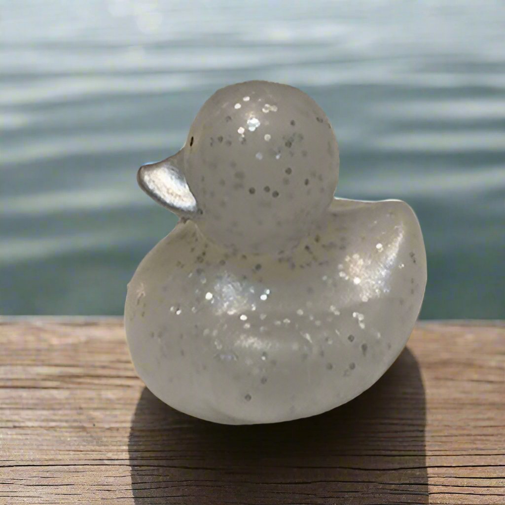 Glitter Silver Rubber Duck