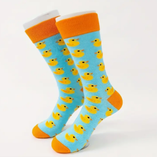 Rubber Duck Socks Orange Adult size US 6-10