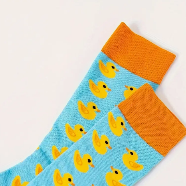 Rubber Duck Socks Orange Adult size US 6-10