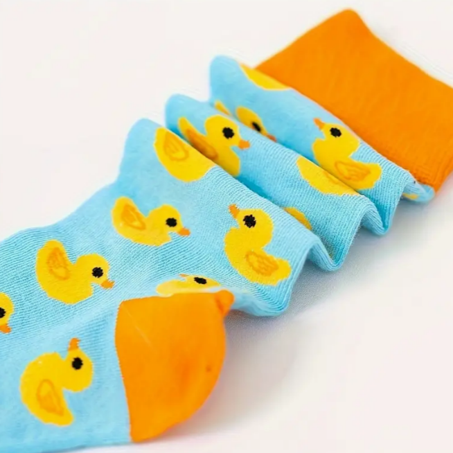 Rubber Duck Socks Orange Adult size US 6-10