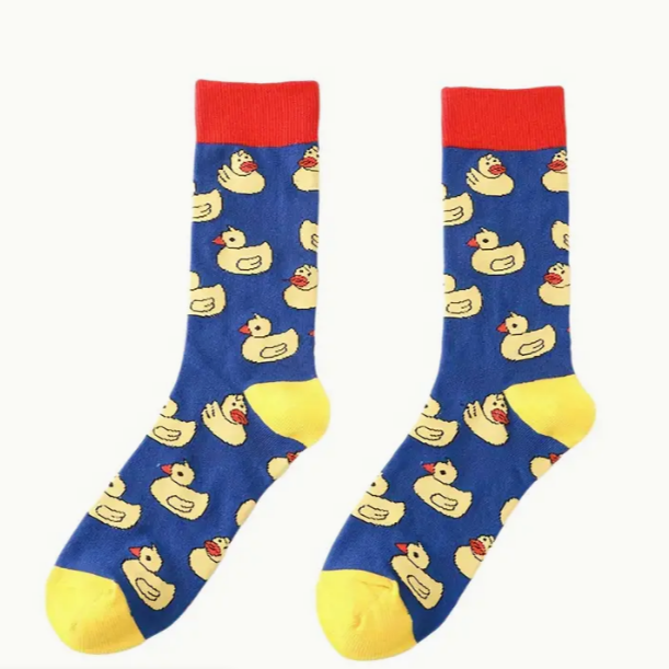 Rubber Duck Socks Red Yellow Blue Adult size US 6-10