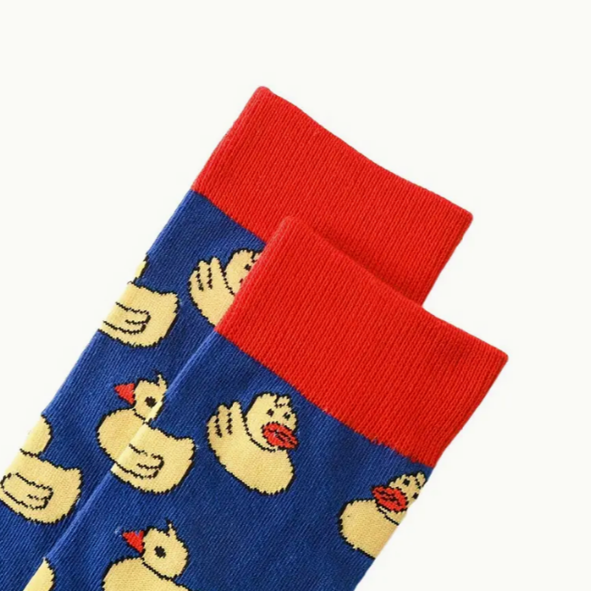 Rubber Duck Socks Red Yellow Blue Adult size US 6-10