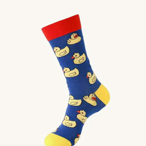 Rubber Duck Socks Red Yellow Blue Adult size US 6-10 – Duck of the Month