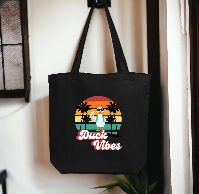 Duck Vibes Sunset Beach Bag, Travel, Yoga, Gym, Shopping Tote