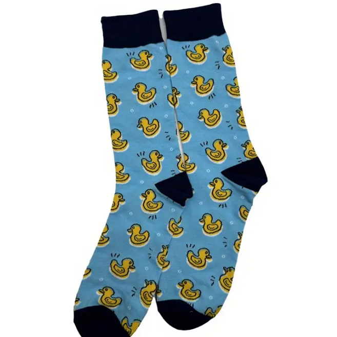 Rubber Duck Socks Blue Adult size US 6-10