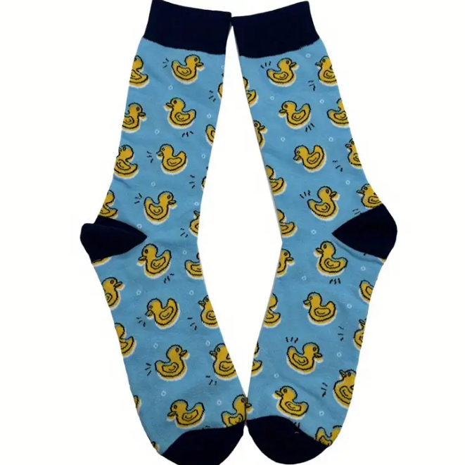 Rubber Duck Socks Blue Adult size US 6-10