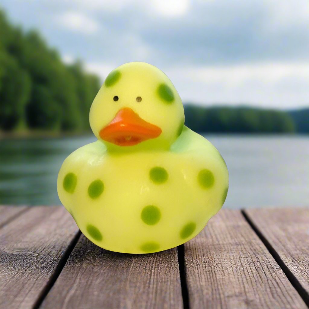 Poke A Dot Green Rubber Duck