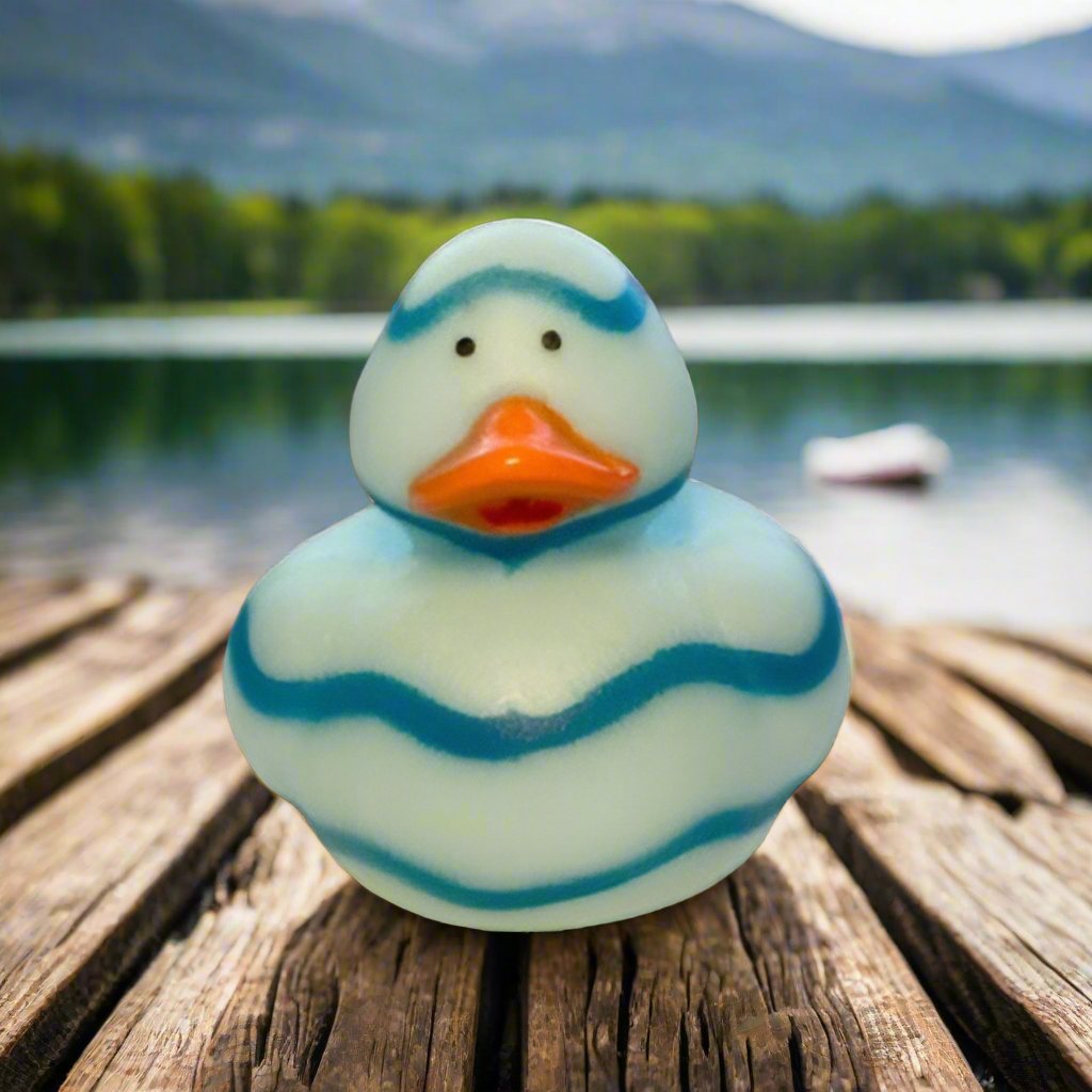 Striped Blue Rubber Duck