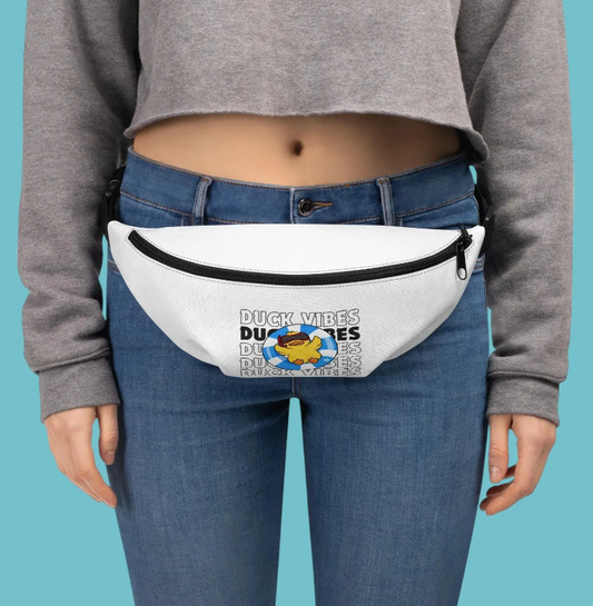 Good Vibes Fanny Pack with zipper pockets, Rubber Duck Sling Bag, Round Shoulder Bag