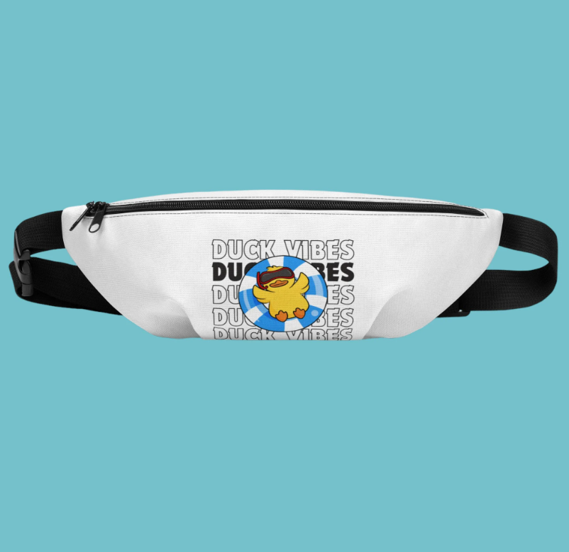 Good Vibes Fanny Pack with zipper pockets, Rubber Duck Sling Bag, Round Shoulder Bag