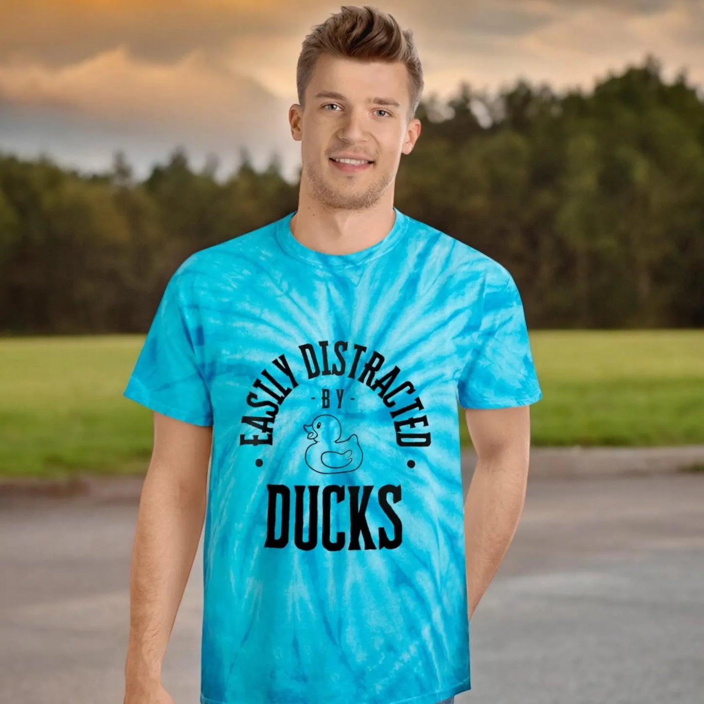 Easily Distracted By Ducks Adult Unisex Tee, Tie Dye, Rubber Ducks, Ducking