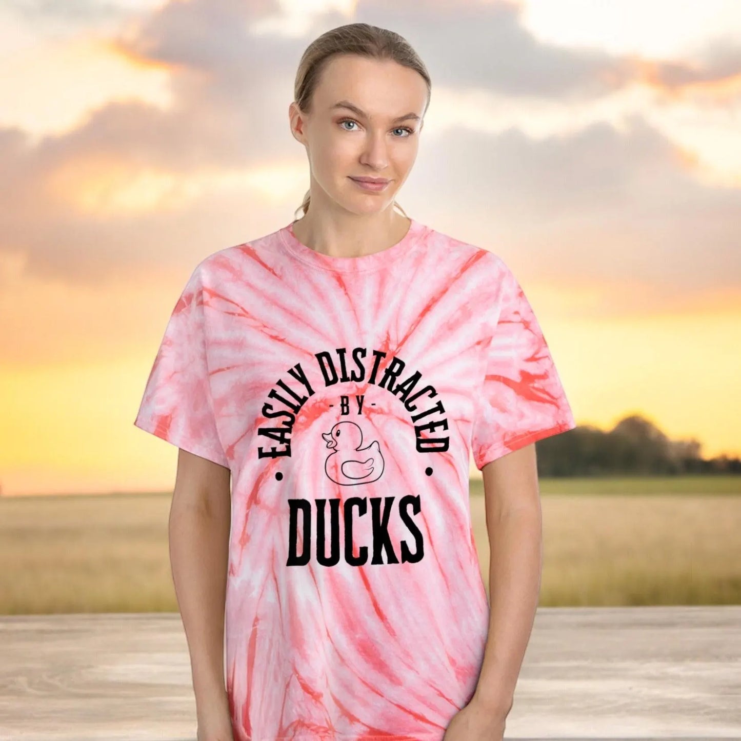 Easily Distracted By Ducks Adult Unisex Tee, Tie Dye, Rubber Ducks, Ducking