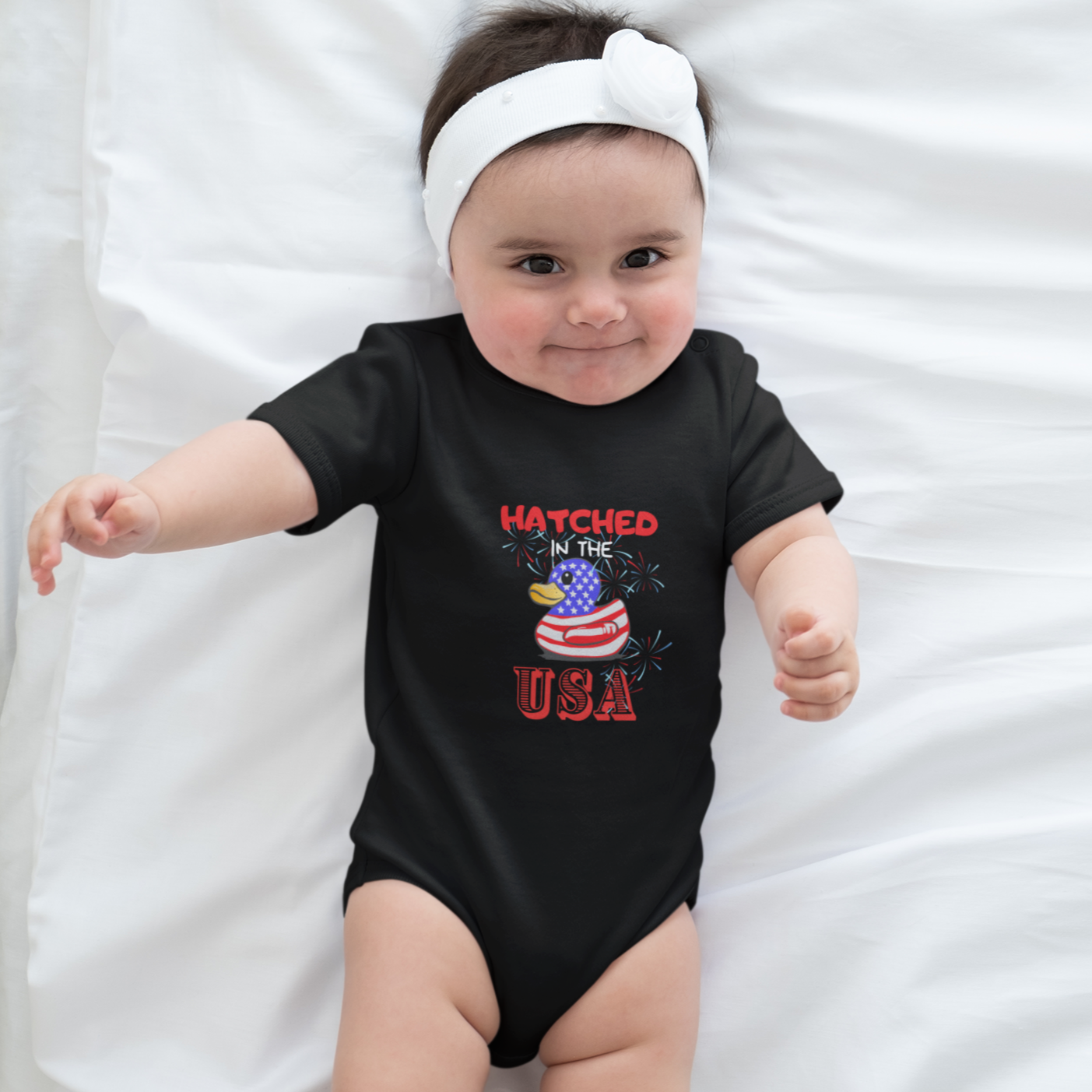 Hatched in the USA Bodysuit, Rubber Ducky, Ducking, Baby Shower, 4th of July, Gender Reveal