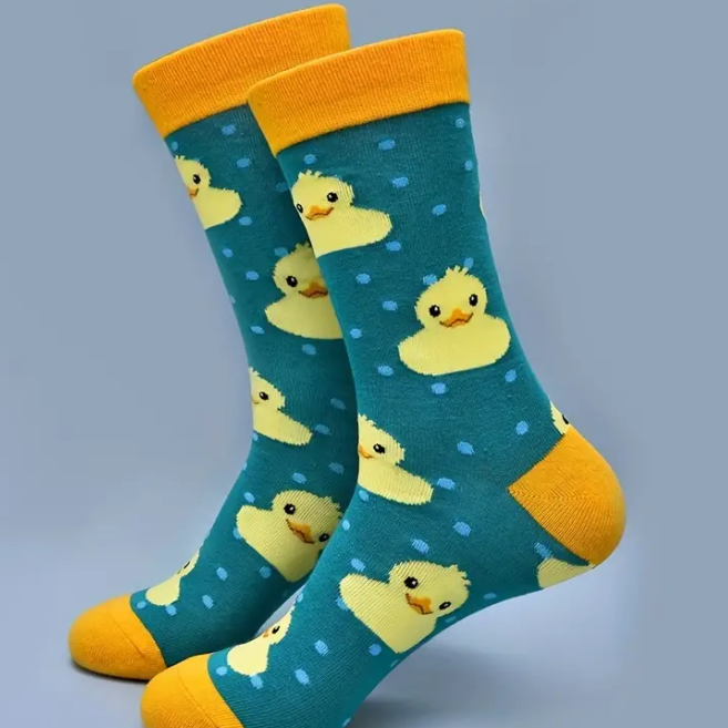 Rubber Duck Socks Teal Adult size US 6-10