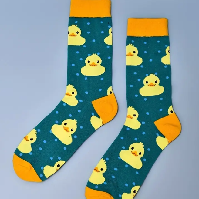 Rubber Duck Socks Teal Adult size US 6-10