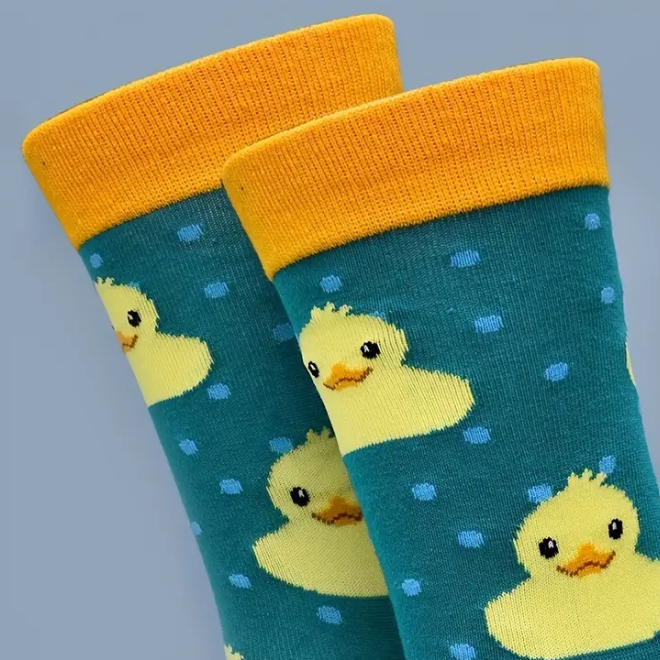 Rubber Duck Socks Teal Adult size US 6-10