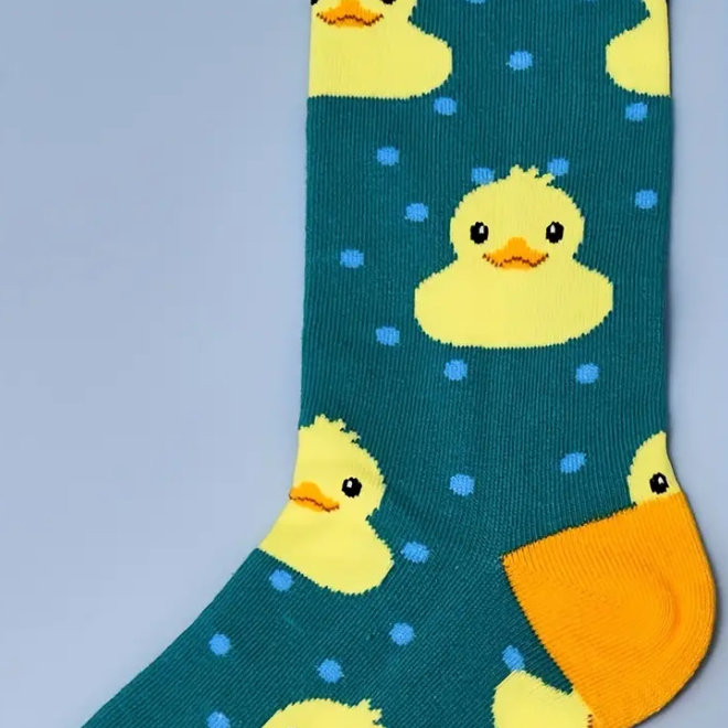 Rubber Duck Socks Teal Adult size US 6-10